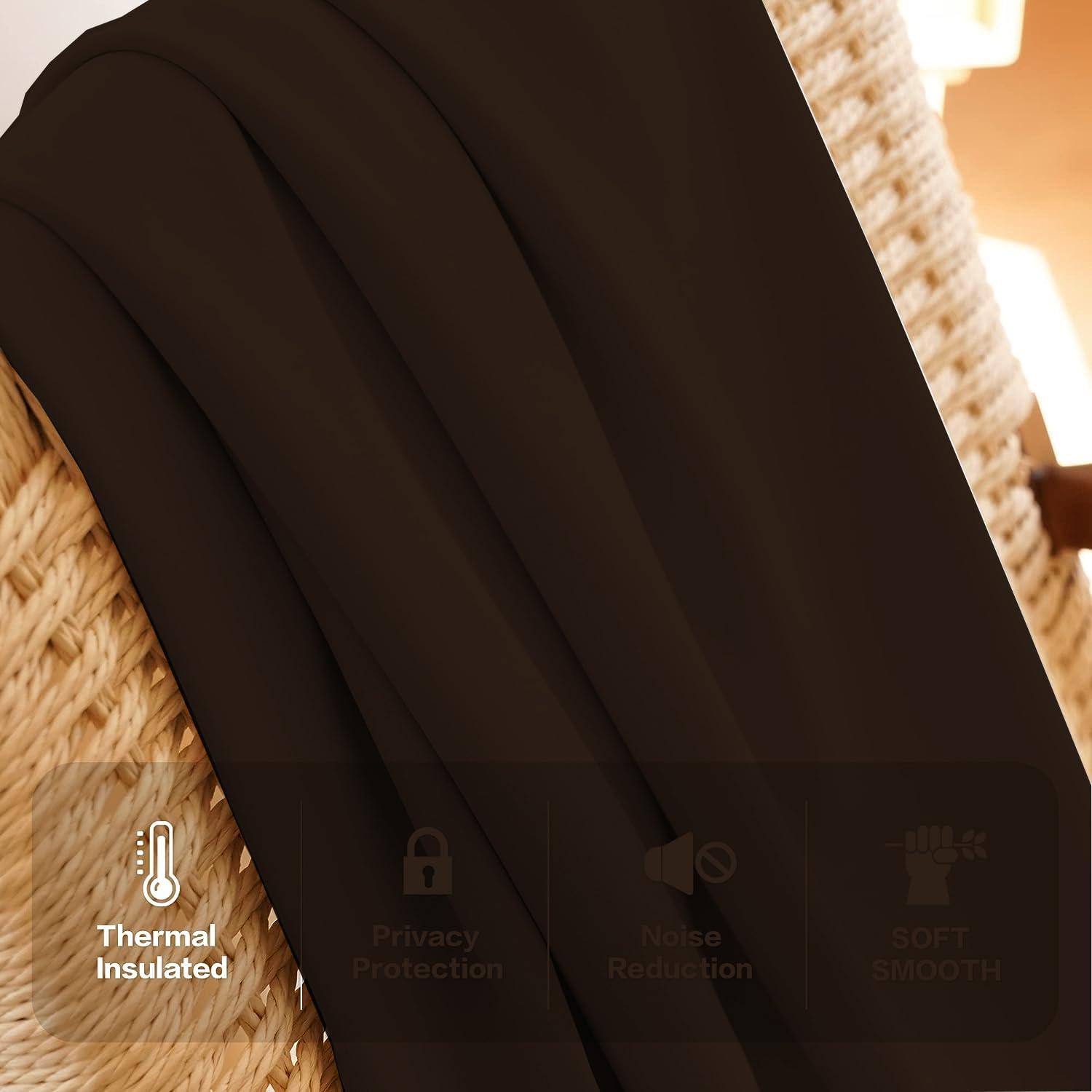 Homi Drapes Double Pinch Pleated Blackout Curtains 100% Polyester Thermal Insulated Room Darkening Drapes for Bedroom/Livingroom Pack of 2 Panels W(26"+26"),Tiebacks,Hooks (Cocoa Brown, 52"x45")