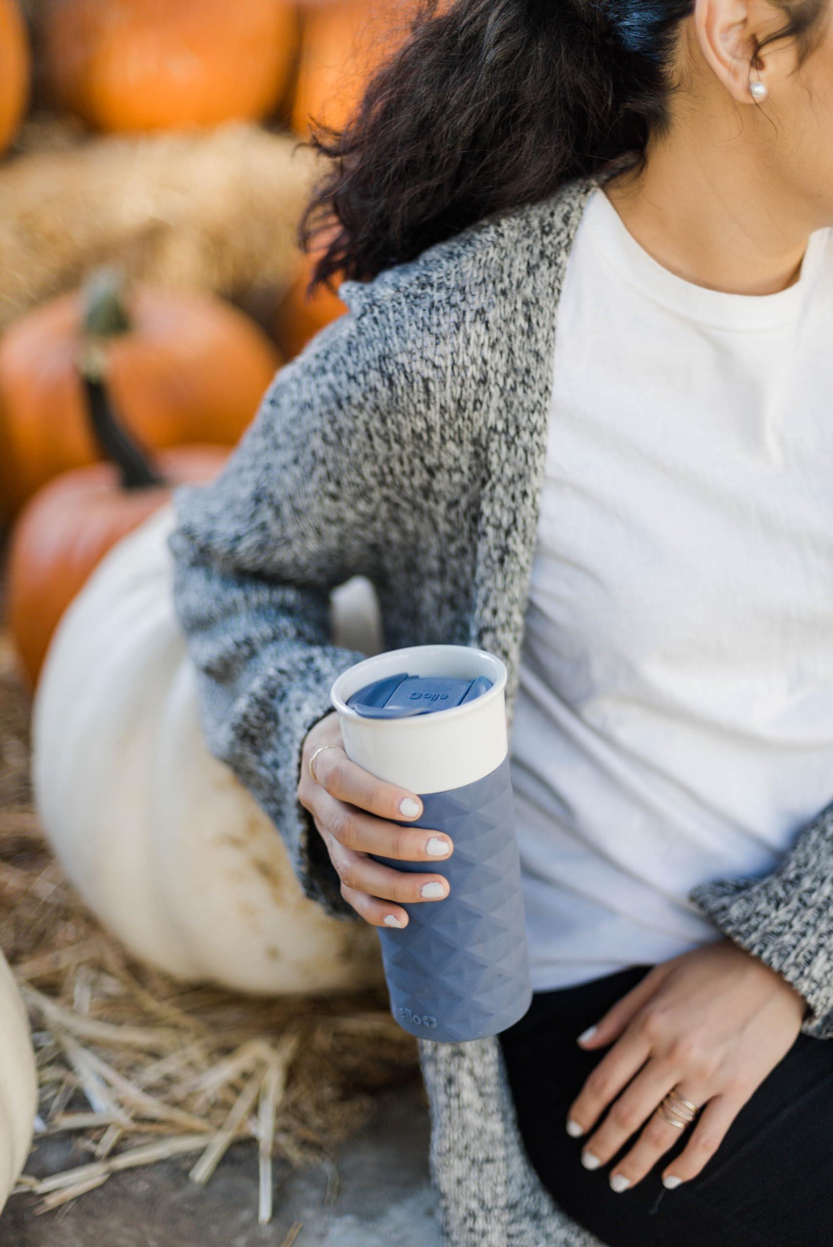 Ello Ello Ogden BPA-Free Ceramic Travel Mug with Lid, Evening Blue, 16 oz