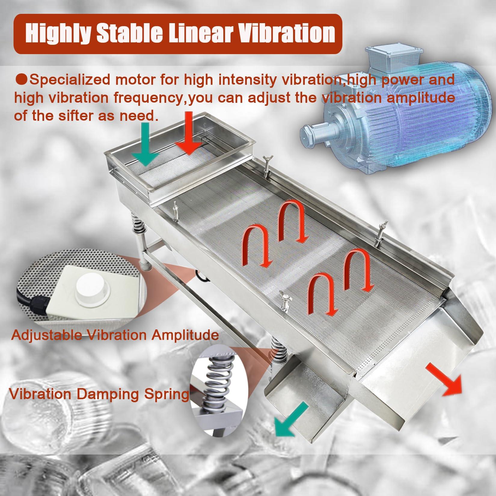 HayWHNKN HayWHNKN Electric Vibrating Sifter with 1mm Screen Straight Vibrating Sieve Shaker Stainless Steel Linear Sifter Machine Linear Shaker Single Motor 110v