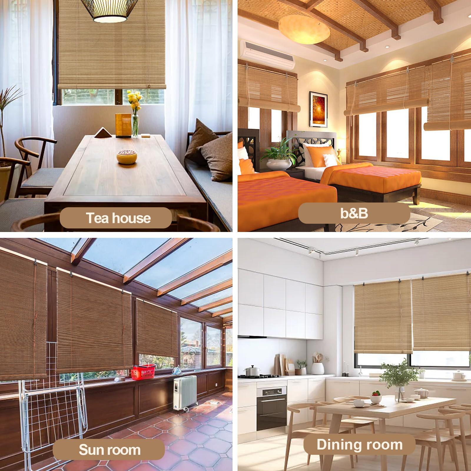 ORNDSDM ORNDSDM Bamboo Blinds - Custom Size, Indoor & Outdoor Shades for Windows, Patio, Balcony & Terrace