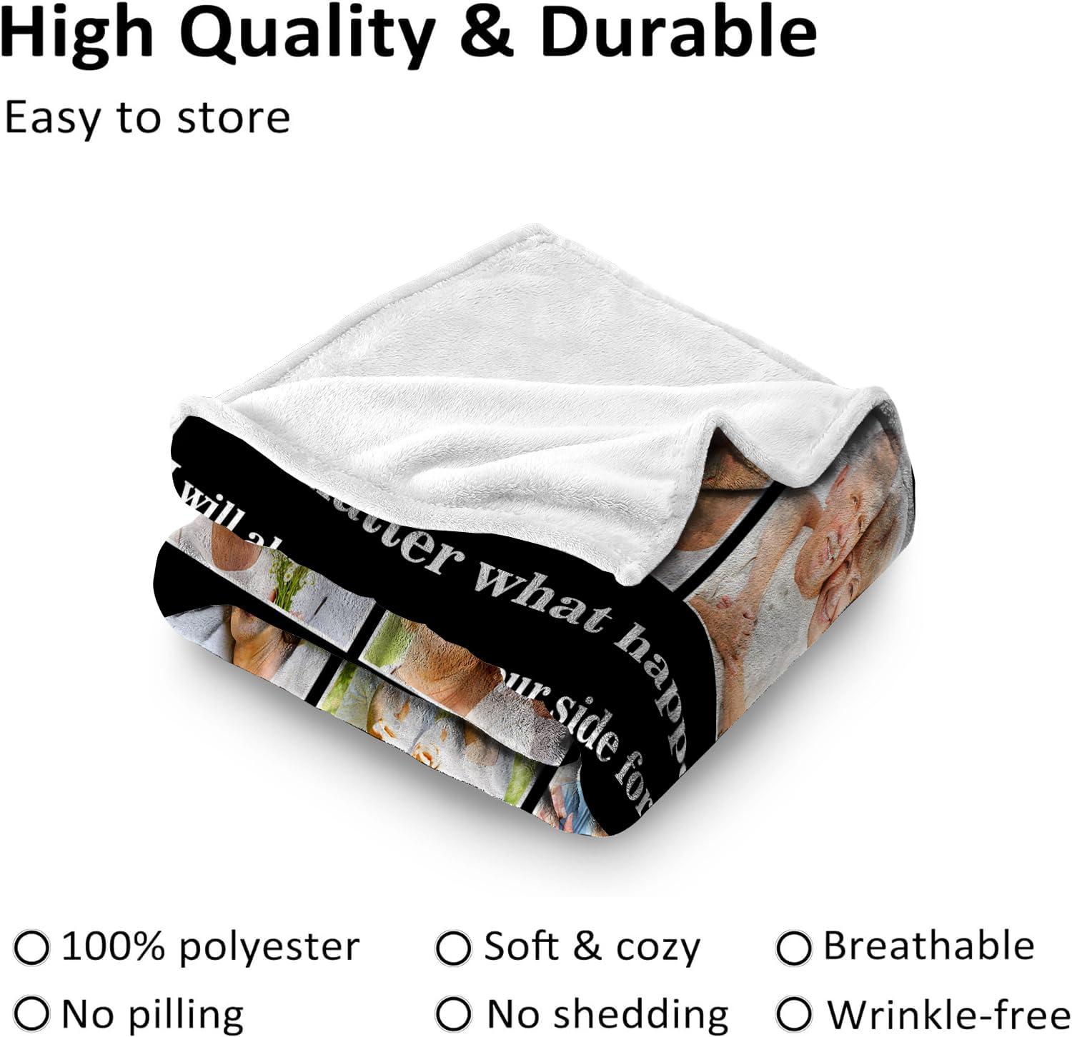 Pzwqkyn Pzwqkyn Custom Blanket with Photos Text, Personalized Blanket with Pictures Aniversary Gifts for Mom, Dad, Families, Boyfriend, Girlfriend, Kids, Christmas Throw Blankets, 60\" W x 70\" L