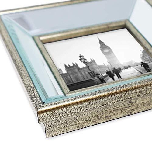 Isaac Jacobs International Isaac Jacobs 4x6 Silver Beveled Mirror Picture Frame - Classic Mirrored Frame with Deep Slanted Angle Made for Wall Décor Display, Photo Gallery and Wall Art (4x6, Silver)