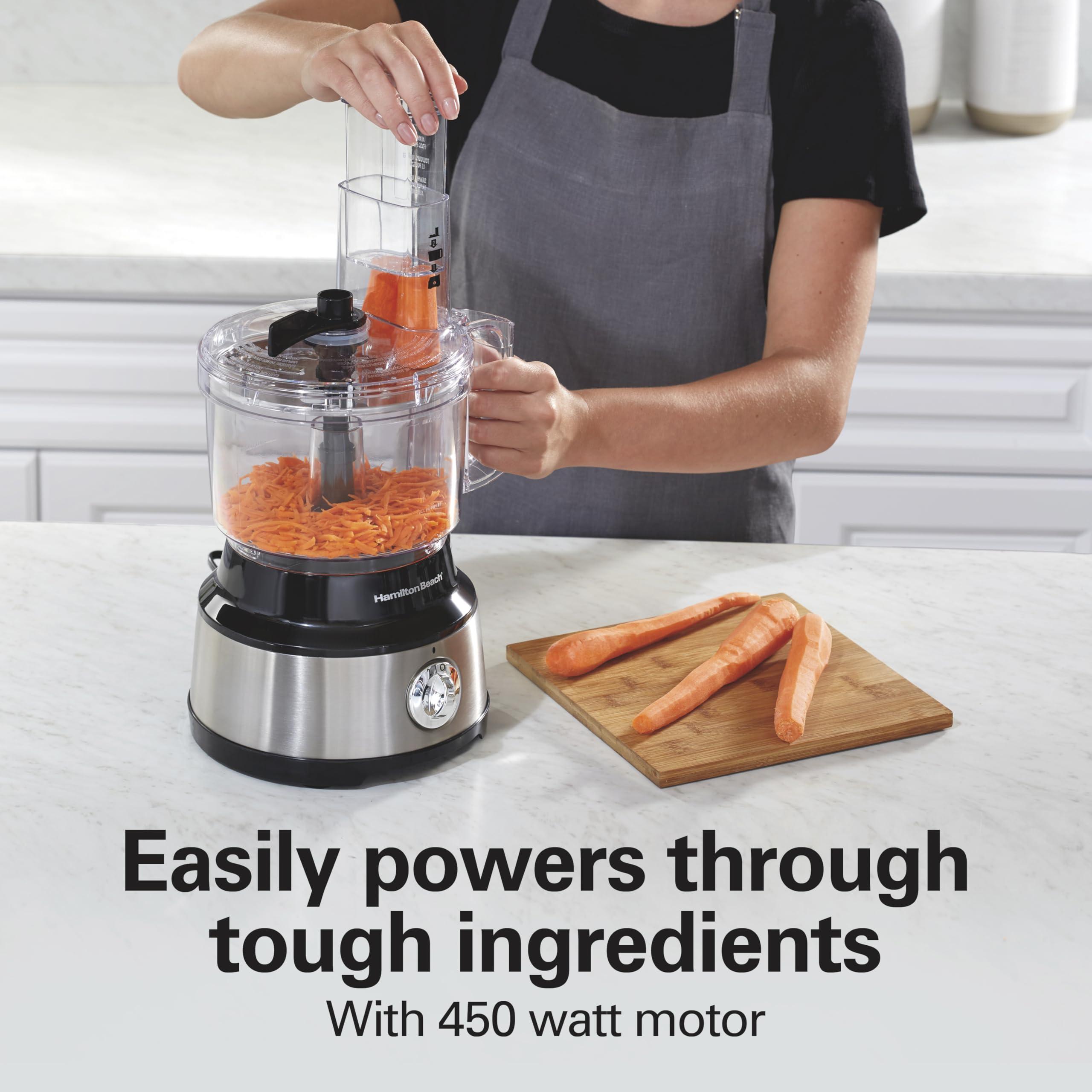 Hamilton Beach Hamilton Beach Food Processor & Vegetable Chopper for Slicing, Shredding, Mincing, and Puree, 10 Cups + Easy Clean Bowl Scraper, Black and Stainless Steel (70730)