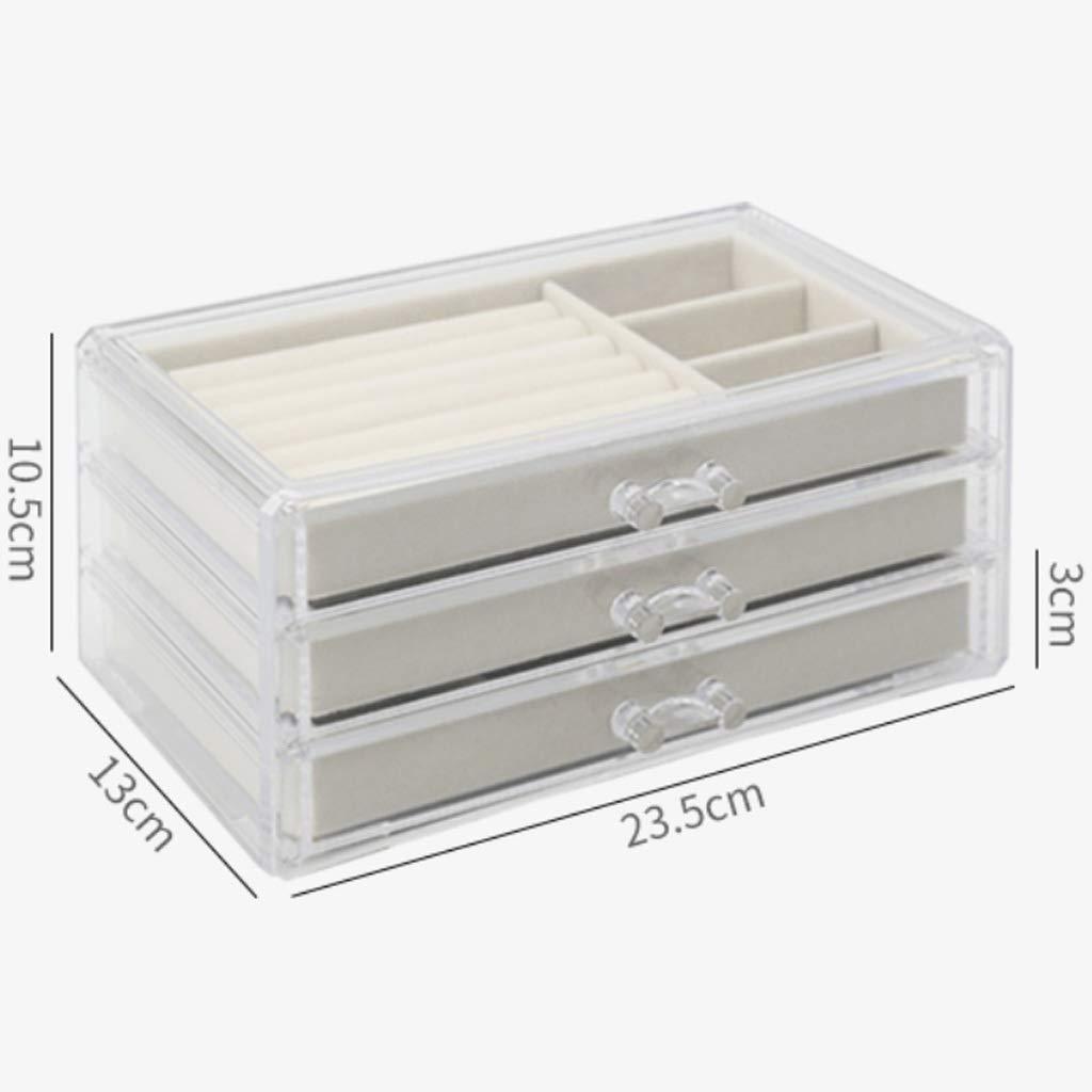 BAZIGA BAZIGA Transparent Acrylic Storage Box, Simple Style Drawer-Style Jewelry Storage, Necklace, Earrings and Ring Organizer