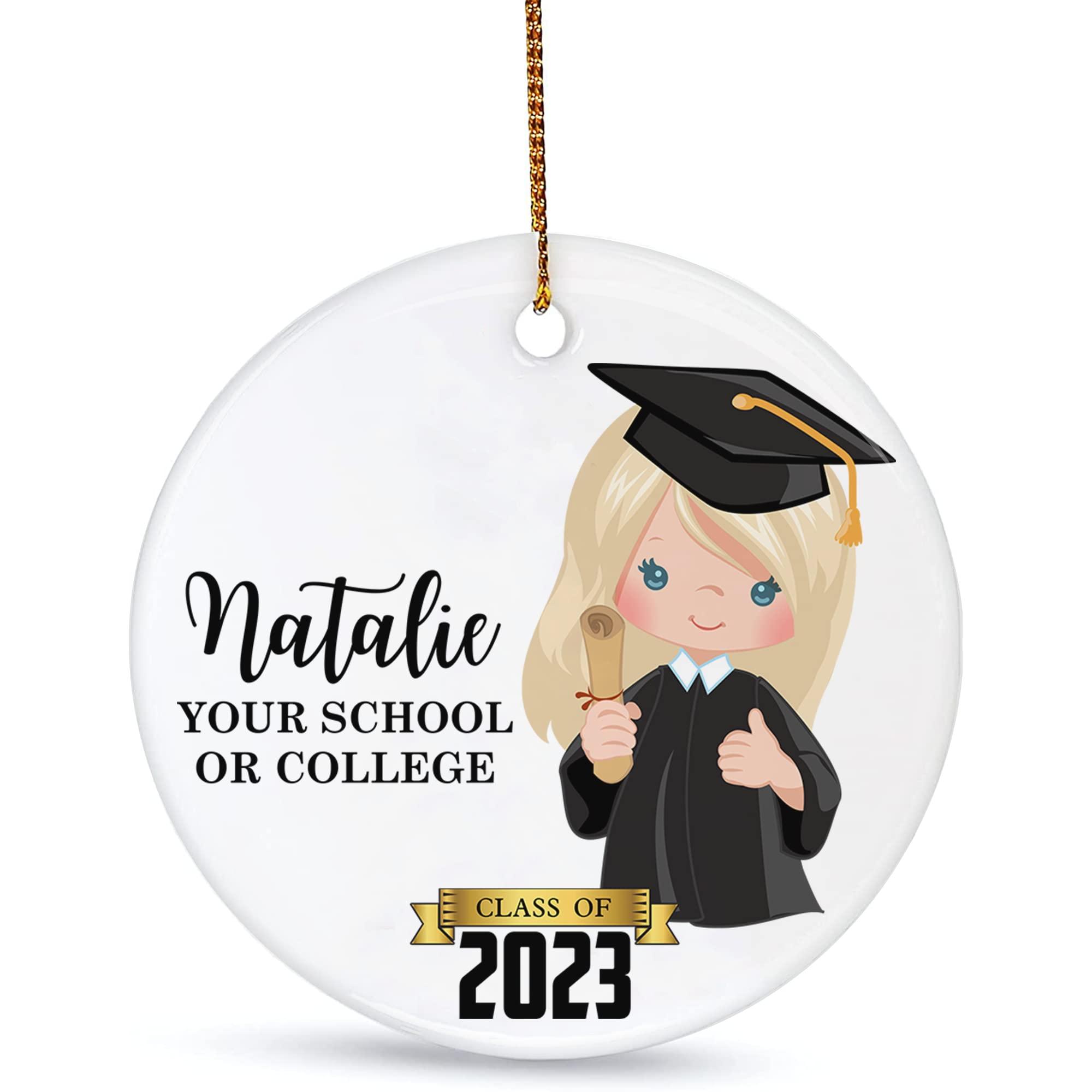 SsofieStore Personalized Graduation Ornament - Custom Graduates Name and School College Class of 2023 Ornament, Senior Year Keepsake