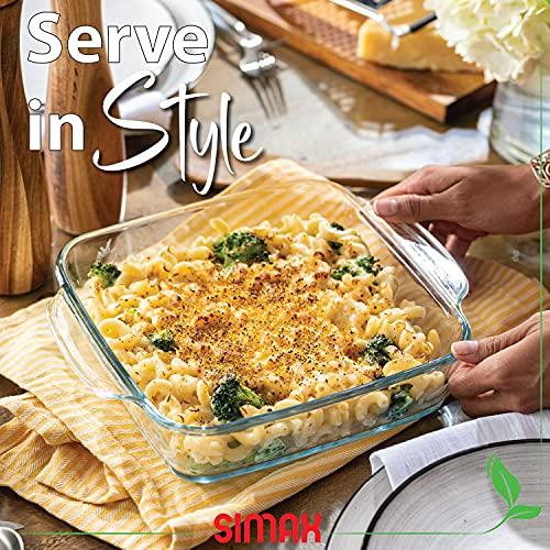 SIMAX Simax Glass Roaster Dish, Large Square Roaster Pan For Baking And Cooking, Oven and Dishwasher Safe Cookware, 1.5 Quart Casserole Oven Pan