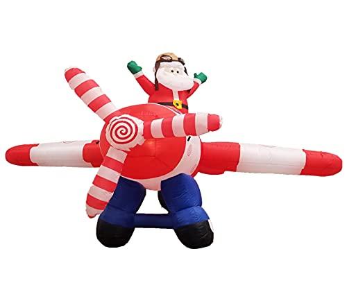 BZB Goods Animated - 8 Foot Wide Christmas Inflatable Santa Claus Flying Airplane Blow Up Yard Decoration