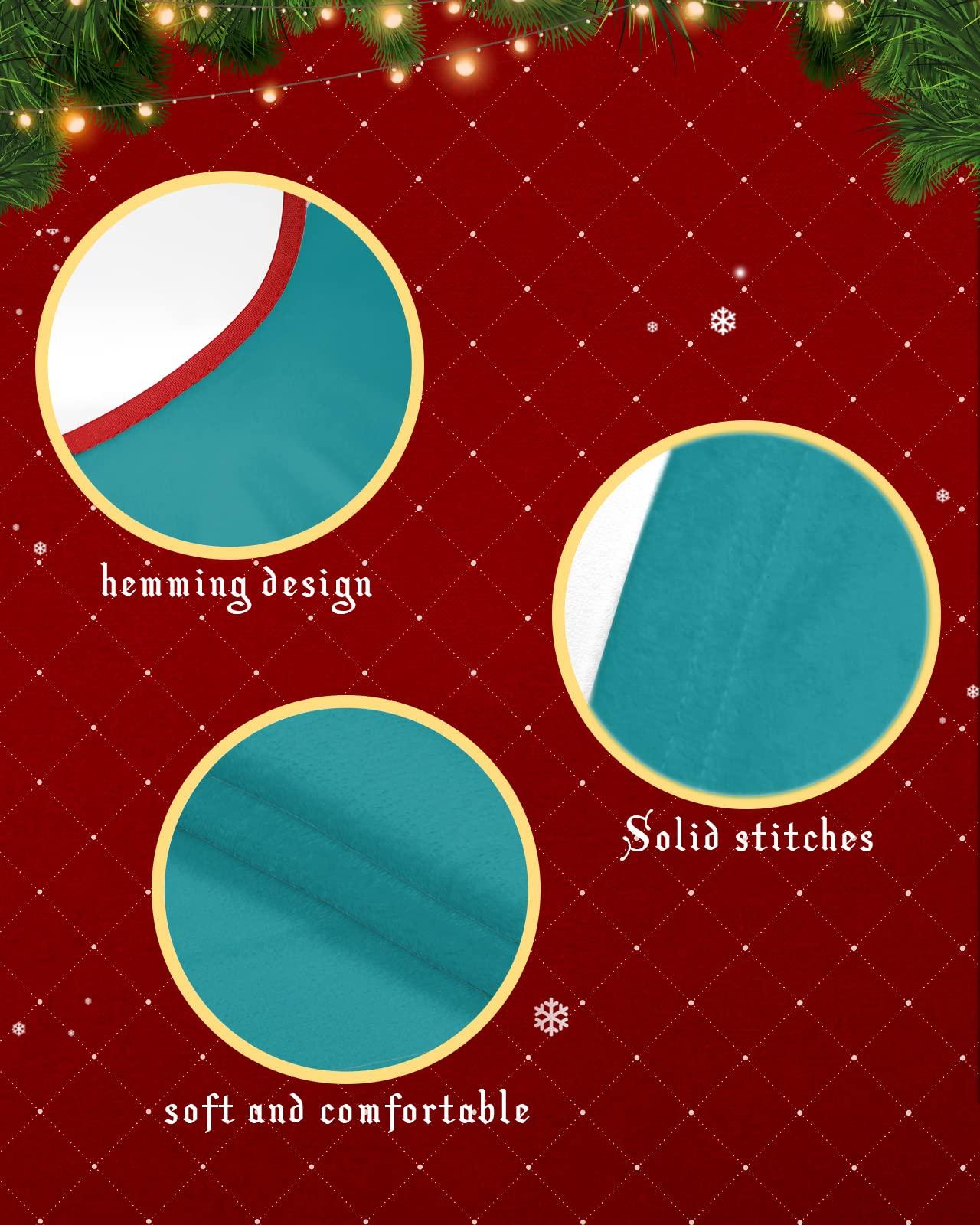 Edwiinsa Teal Christmas Tree Skirt 48 Inches Large Christmas Skirt Tree, Turquoise Pure Teal Tree Skirt Christmas Decorations for Fireplace Party Holidays Indoor Outdoor