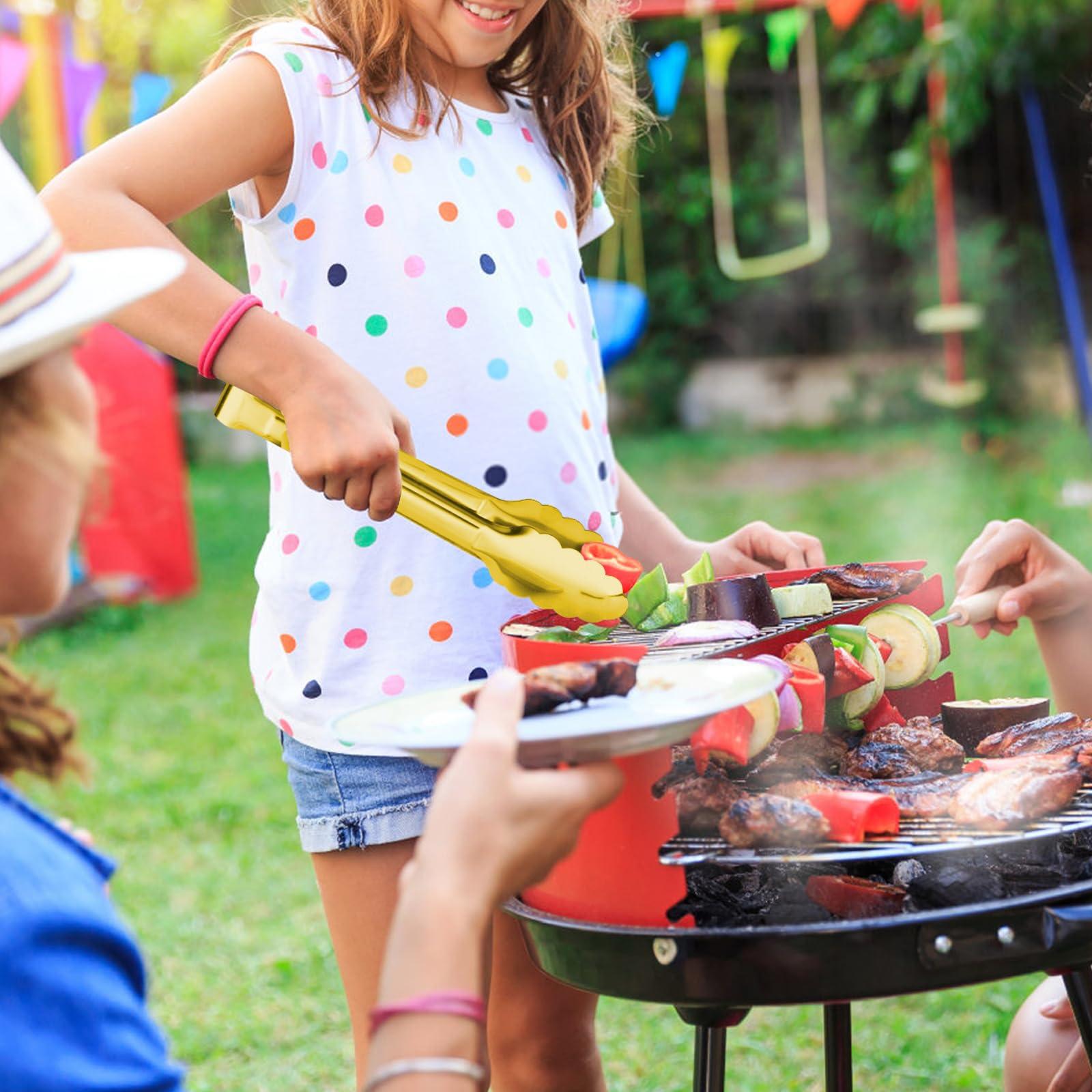 Gisly Gisly 6-Piece Gold Serving Tongs, Gold Serving Utensils, Stainless Steel Gold Plated Buffet Serving Tongs,Salad Buffet Tongs,9 Inch
