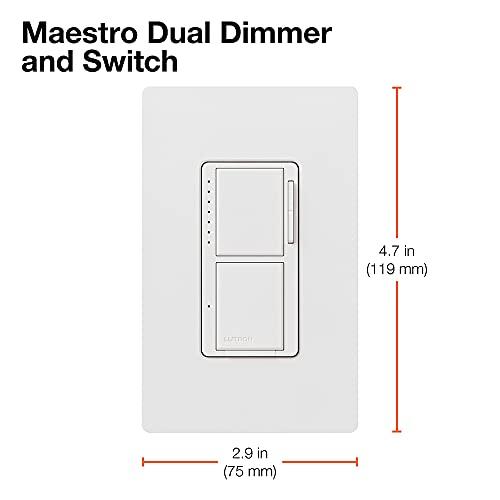 Lutron Lutron Maestro Dual Digital Dimmer and Switch, Only for Incandescent and Halogen Bulbs, 300-Watt Single Pole | MA-L3S25-MN | Midnight