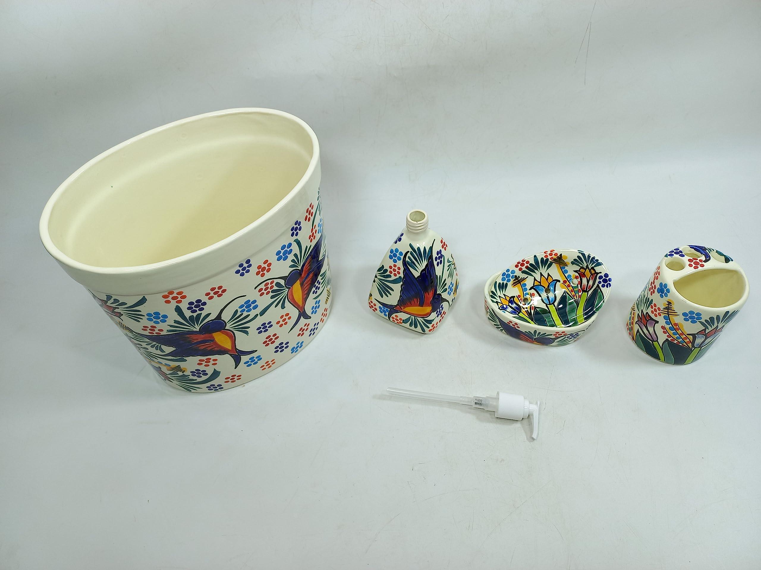 Generic BATHROOM ACCESORY SET basket soap toothbrush holder mexican talavera ceramic