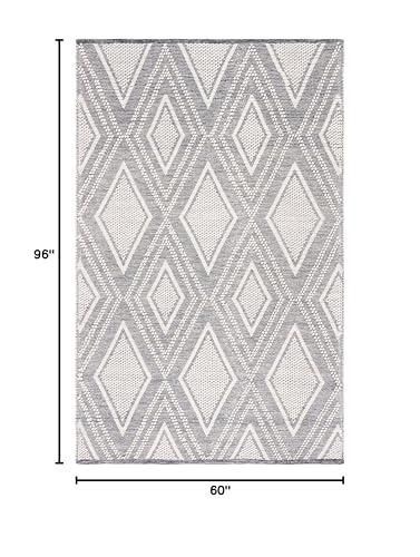 Safavieh SAFAVIEH Vermont Collection Area Rug - 5' x 8', Ivory & Navy, Handmade Moroccan Diamond Boho Wool, Ideal for High Traffic Areas in Living Room, Bedroom (VRM159N)