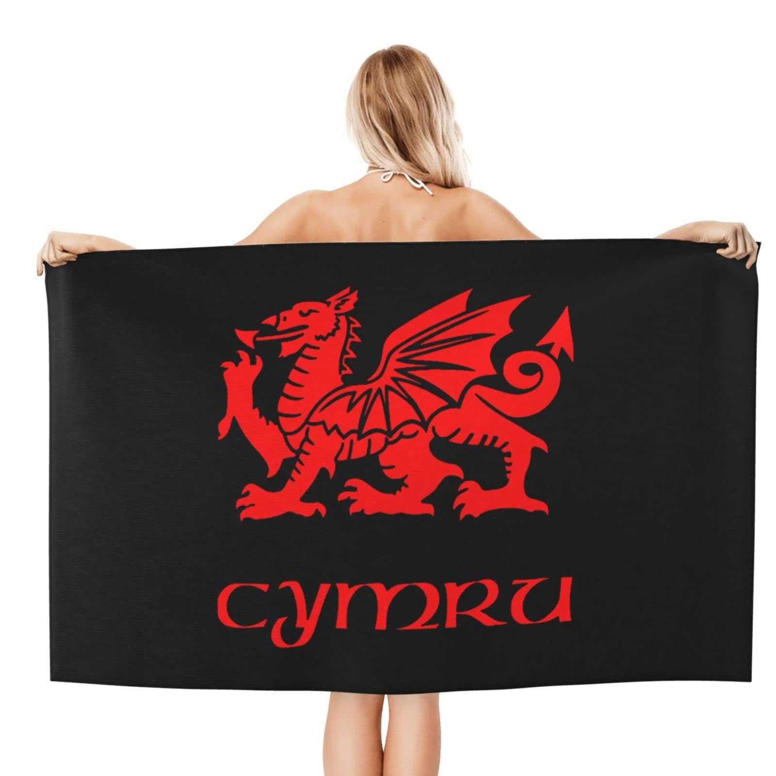 Byoblu Byoblu Wales Welsh Dragon Yard Flag Beach Towel Absorbent Bathroom Towels Beach Towels Oversized Super 32x52 Inch