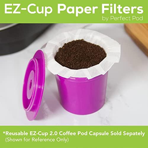 PERFECT POD Perfect Pod EZ-Cup Disposable Paper Filters with Patented Lid Design for Reusable Coffee Pods 4-Pack (200 Filters)