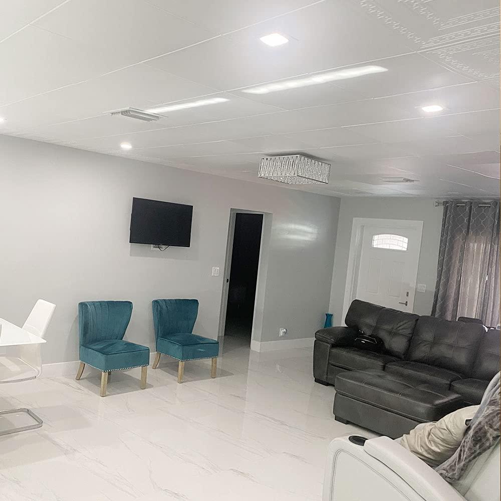 A La Maison Ceilings A La Maison Ceilings R22 Basic Foam Glue-up Ceiling Tile (21.6 sq. ft./Case), Pack of 8, Plain White