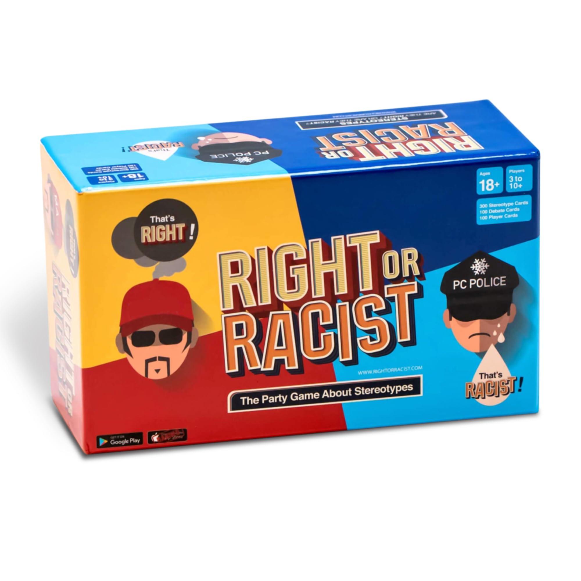 Right Or Racist Right or Racist, Card Game, Gag Gift with Hundreds of Trivia and Debate Cards, Funny Gag Gifts for Secret Santa or White Elephant, Games for Men and Women, 3 to 10+ Players