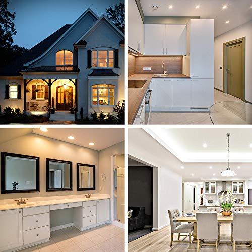 Four-Bros Lighting 48 Pack - 6 Inch Recessed Can Light Trim - White Metal Step Baffle for 6\" Inch Recessed Can - Fits Halo/Juno Remodel Recessed Housing - BR30/PAR30/R30