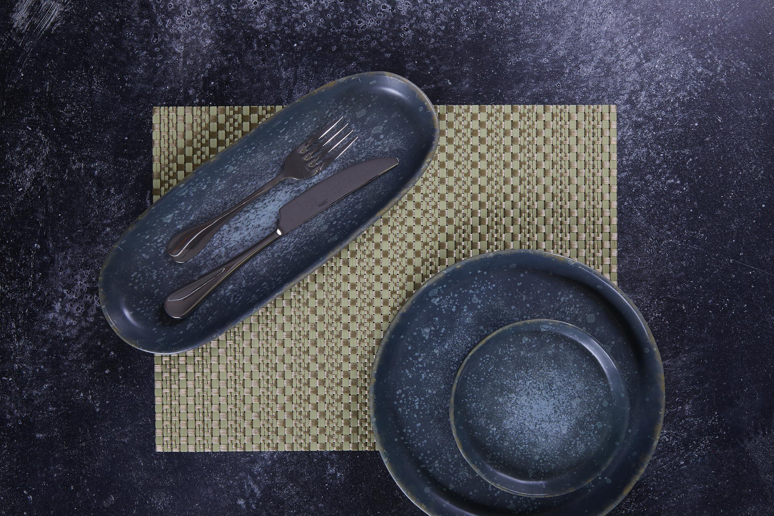 SNAP DRAPE SNAP DRAPE Cityscape Woven Placemats with Heat Treated Edges for Parties, Weddings, And Events, Vinyl, 12 X 16 Inches, Pistachio, Set of 12