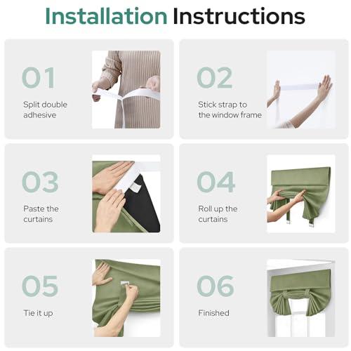 HOMEIDEAS HOMEIDEAS 100% Blackout French Door Curtains, Privacy Door Curtains for Window, 26 X 68 Inch Room Darkening Blinds, Thermal Insulated Window Shades for Bedroom, 1 Panel, Sage Green