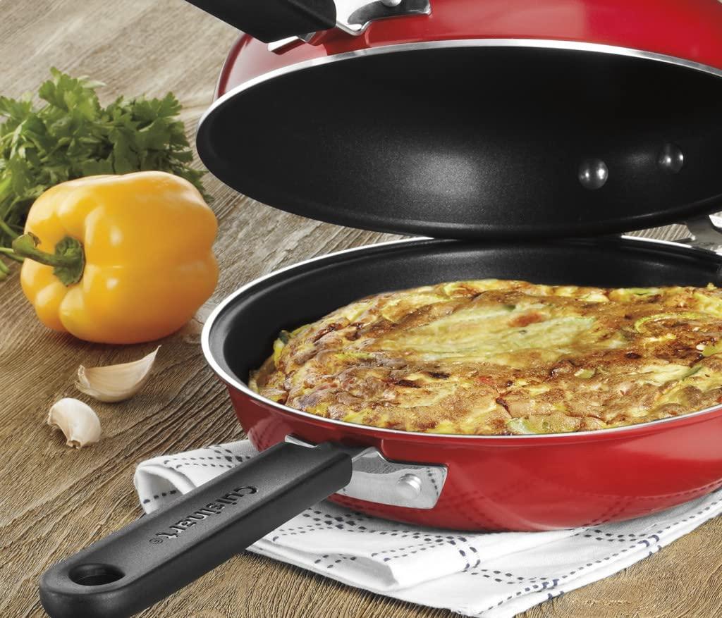 Cuisinart Cuisinart FP2-24R 10-Inch Nonstick Set Frittata Non-Stick Sauce Pan, Red