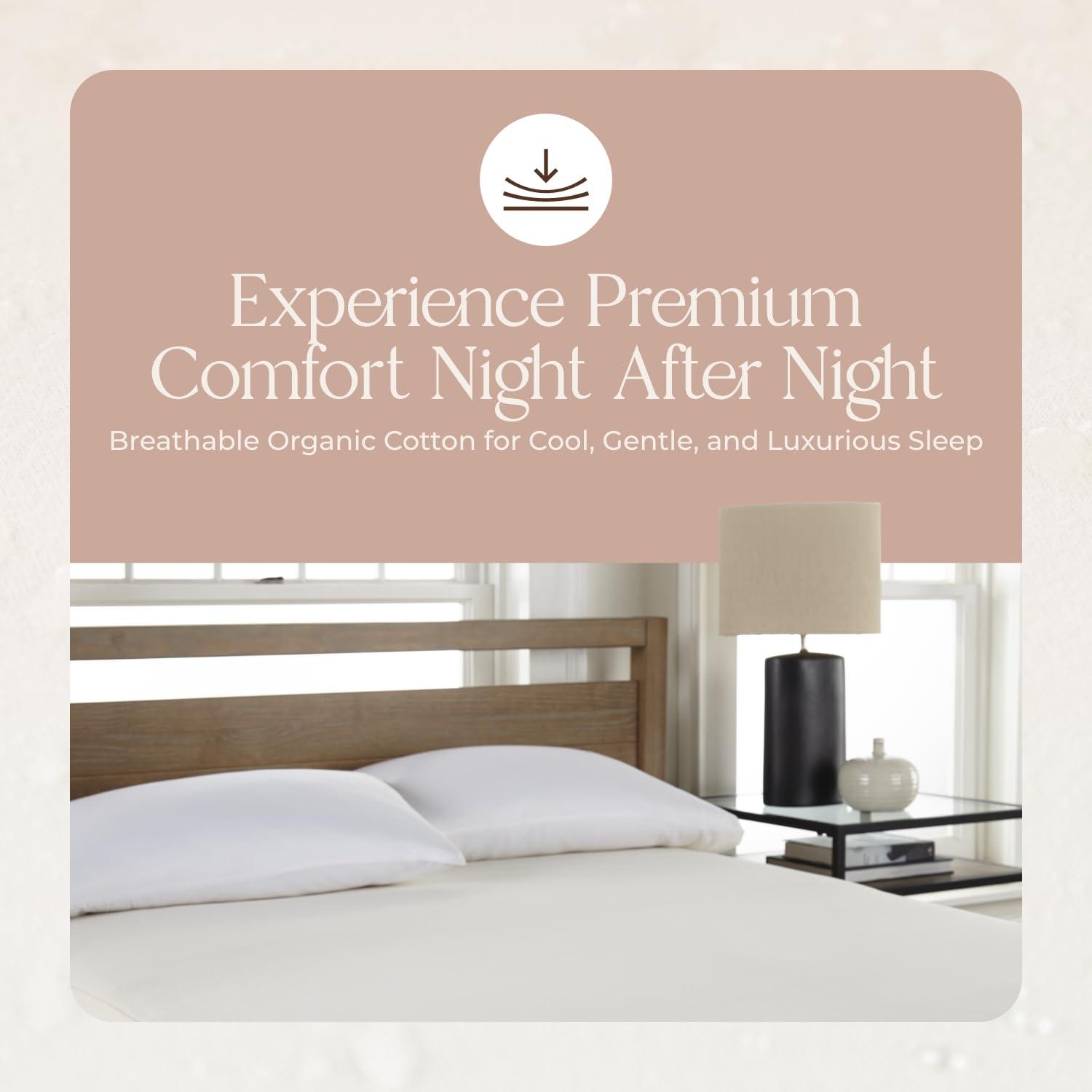 Whisper Organics Organic Waterproof Mattress Protector Queen Size - 100% Waterproof Mattress Pad with Quiet & Breathable Triple Layer Protection - Fairtrade & GOTS Certified Durable Machine Washable Design (Queen)