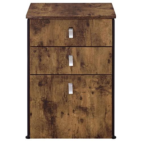 Coaster Home Furnishings Coaster Furniture Estrella 3-Drawer File Cabinet Antique Nutmeg and Gunmetal 800656