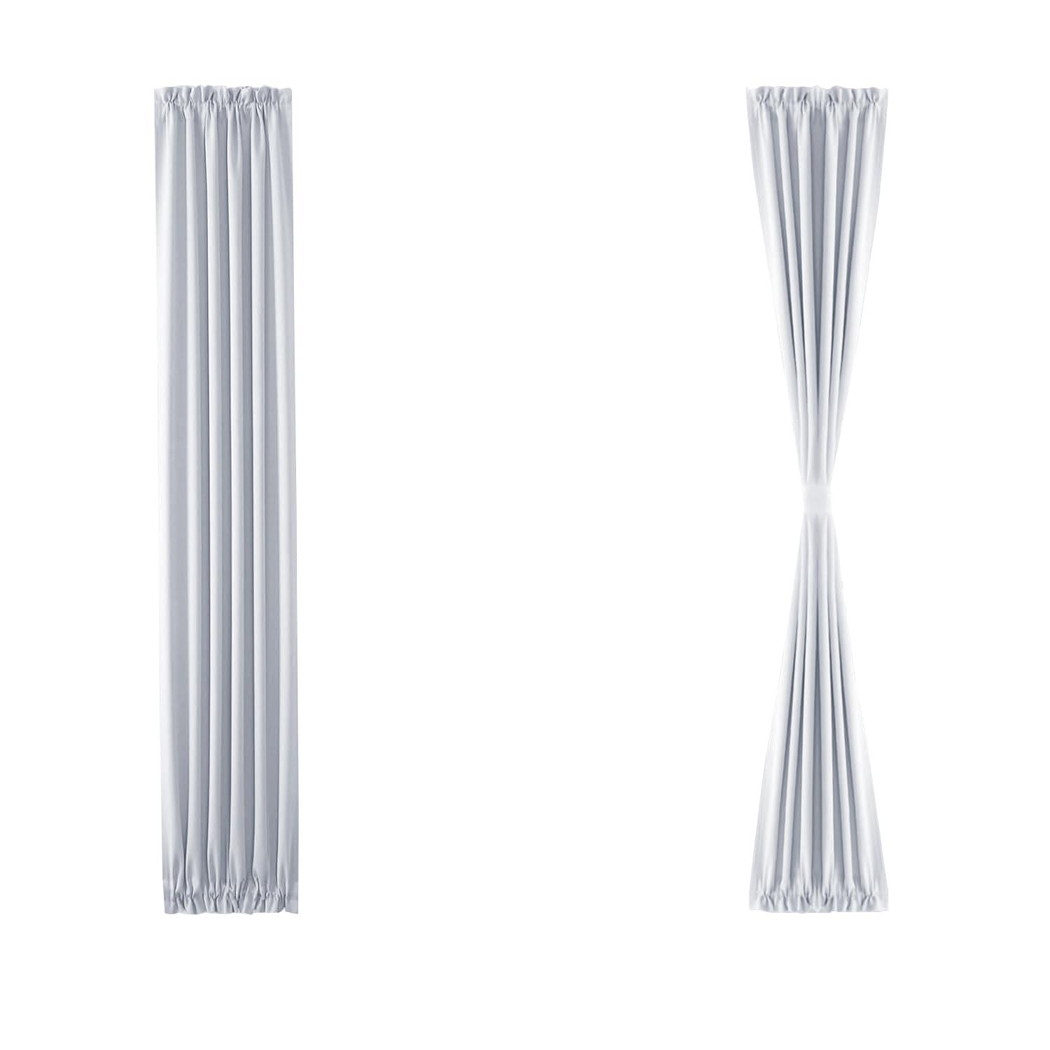 DWCN DWCN French Door Curtains Rod Pocket Thermal Blackout Curtain for Doors with Glass Window, Kitchen and Patio Doors for Privacy, 12 X 72 Inches Long, 1 Curtain Panel with Tieback, Greyish White