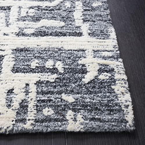 Safavieh SAFAVIEH Soho Collection 8' x 10' Grey/Ivory SOH657F Handmade Modern Abstract Premium Viscose Blend Living Room Dining Bedroom Area Rug