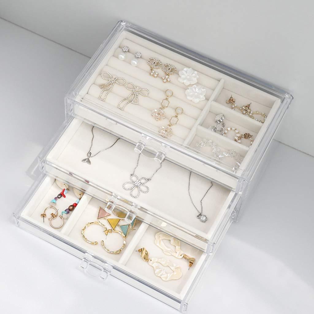 BAZIGA BAZIGA Transparent Acrylic Storage Box, Simple Style Drawer-Style Jewelry Storage, Necklace, Earrings and Ring Organizer