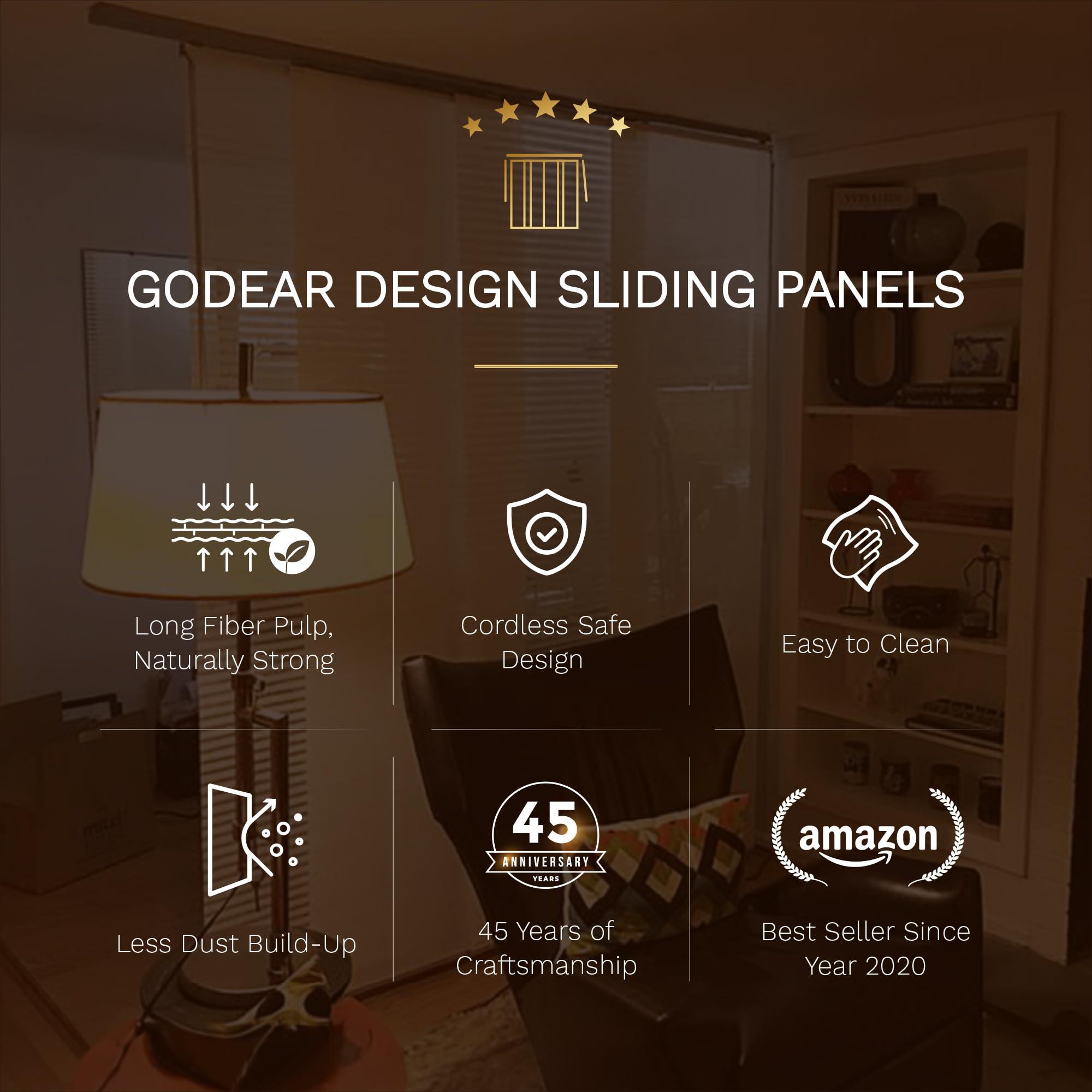 GoDear Design GoDear Design 99.99% Blackout Adjustable Sliding Vertical Blinds 45.8"- 86" W x 96" H, Extendable Window Blinds for Sliding Glass Doors Patio Doors, Trimmable Panel Curtains, Denim Stitch