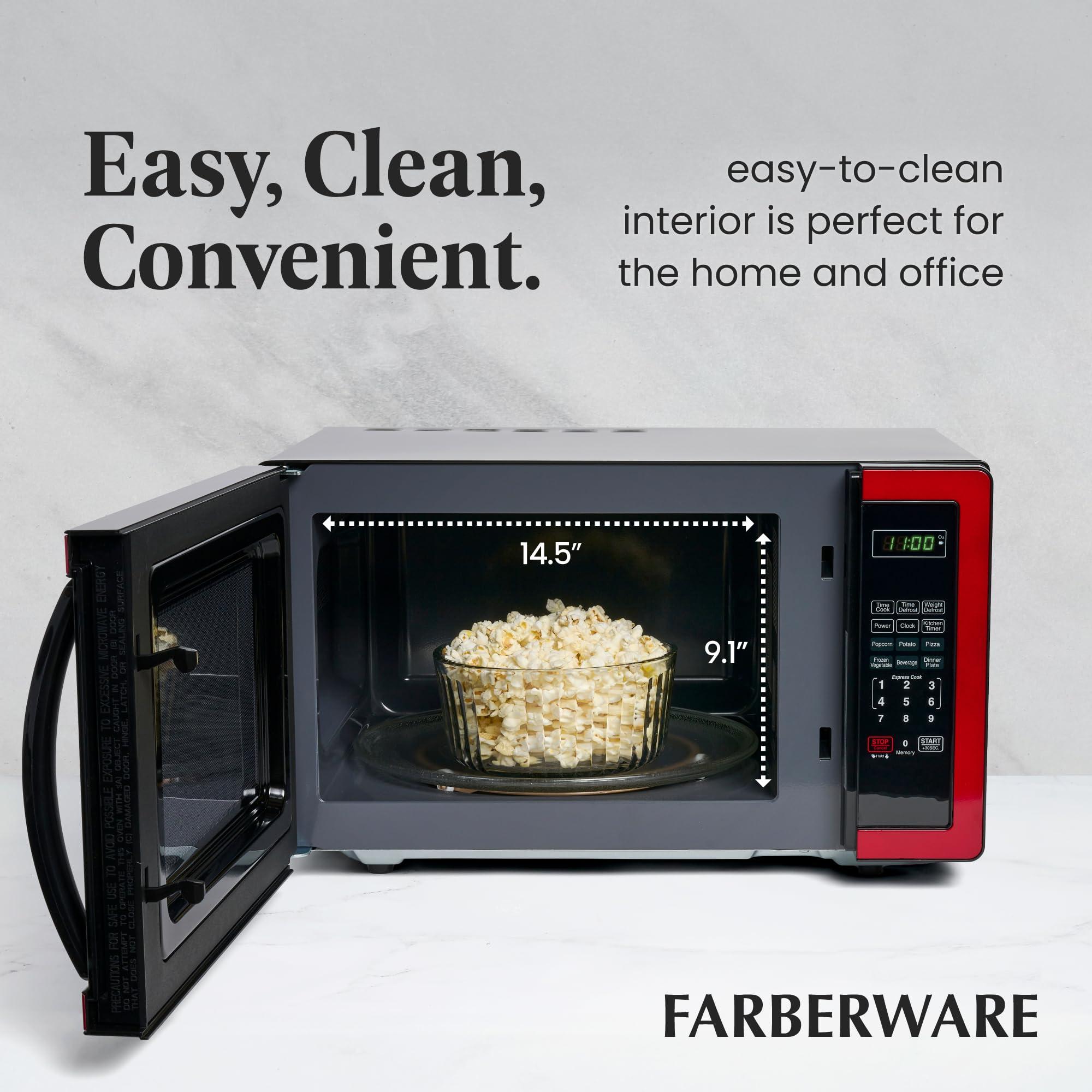 Farberware Farberware Countertop Microwave 1000 Watts, 1.1 cu ft - Microwave Oven With LED Lighting and Child Lock - Perfect for Apartments and Dorms - Easy Clean Metallic Red