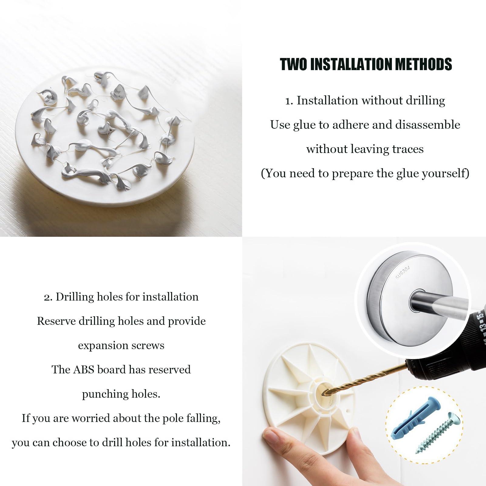 Meiiron Adjustable Curved Shower Curtain Rod Wall Mounted L-Shaped Bathroom Corner Curtain Hanger Pole Bath Bar Metal Shower Rail, No Drilling (Size : 70~95x70~95cm)