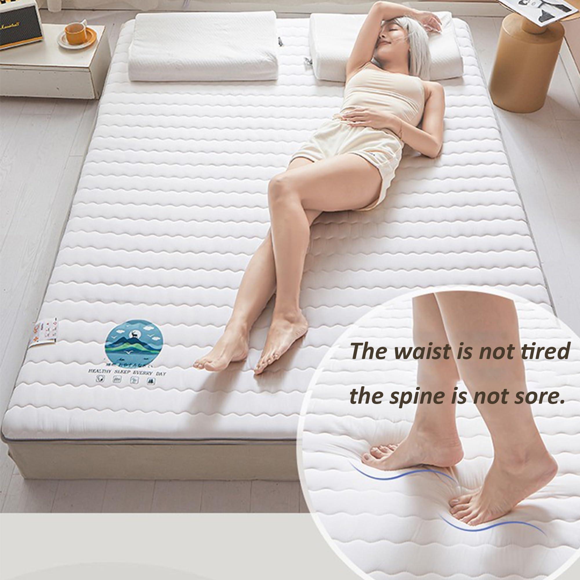 KIDDOKIN Japanese Floor Mattress Futon Mattress Queen Size,Japanese Tatami Mat Sleeping Pad Twin Full Queen King Size Bed with Non Slip Bottom,Thick Folding Sleeping Pad Breathable Floor Lounger Guest Bed ( Co