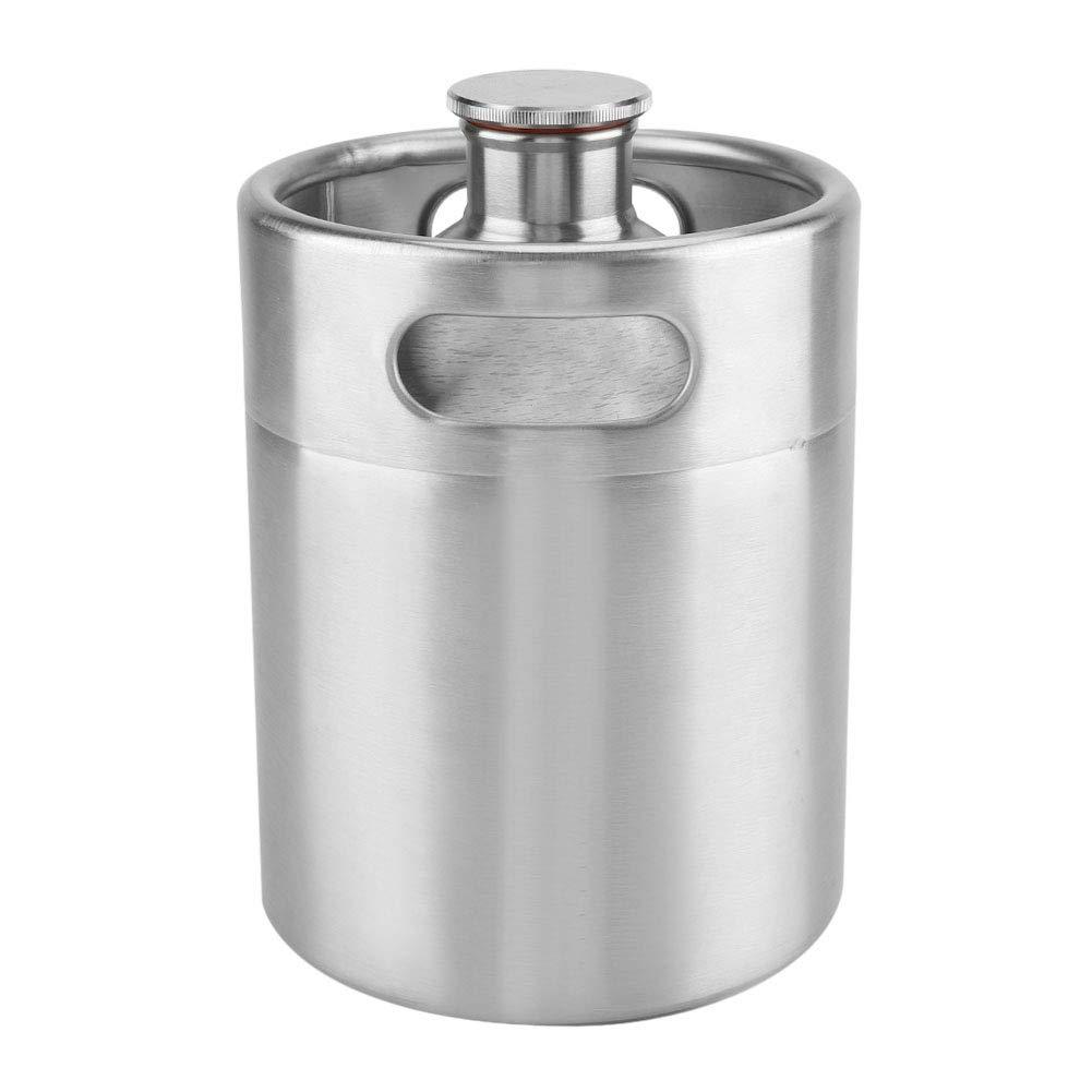 GOTOTOP Beer Containers Mini Stainless Steel Beer Barrel 2L Portable Draft Beer Growlers, Beer Supplies with Spiral Lid Keep and Carbonation for Home Camping Picnic (2L)