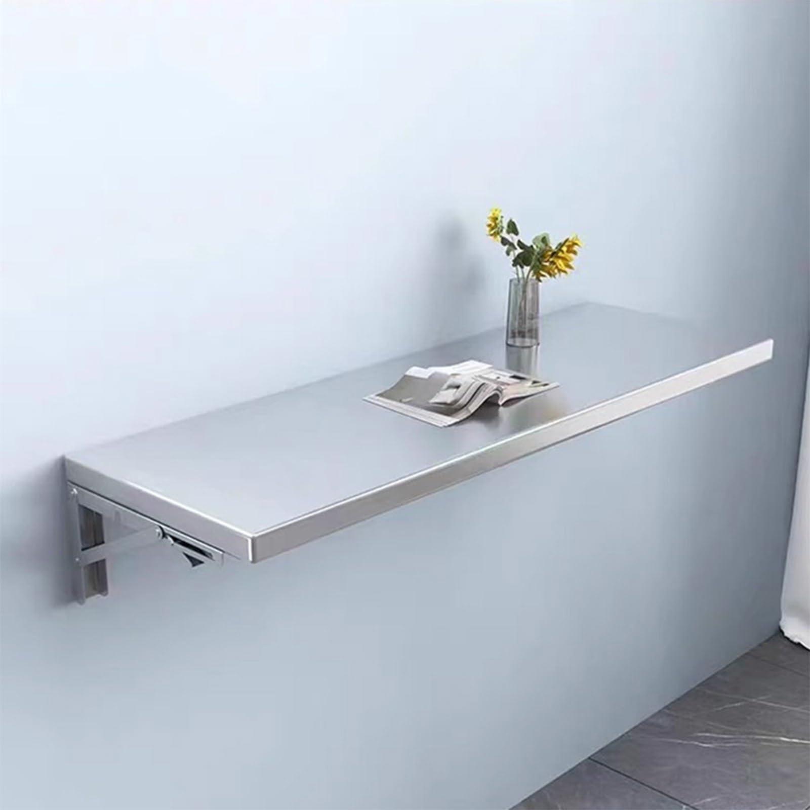 Pllrbvshs 304 stainless steel folding table, wall-mounted folding table, kitchen storage shelf, made of food-grade stainless steel material, suitable for living room, balcony, bathroom, or laundry room.(40*30cm