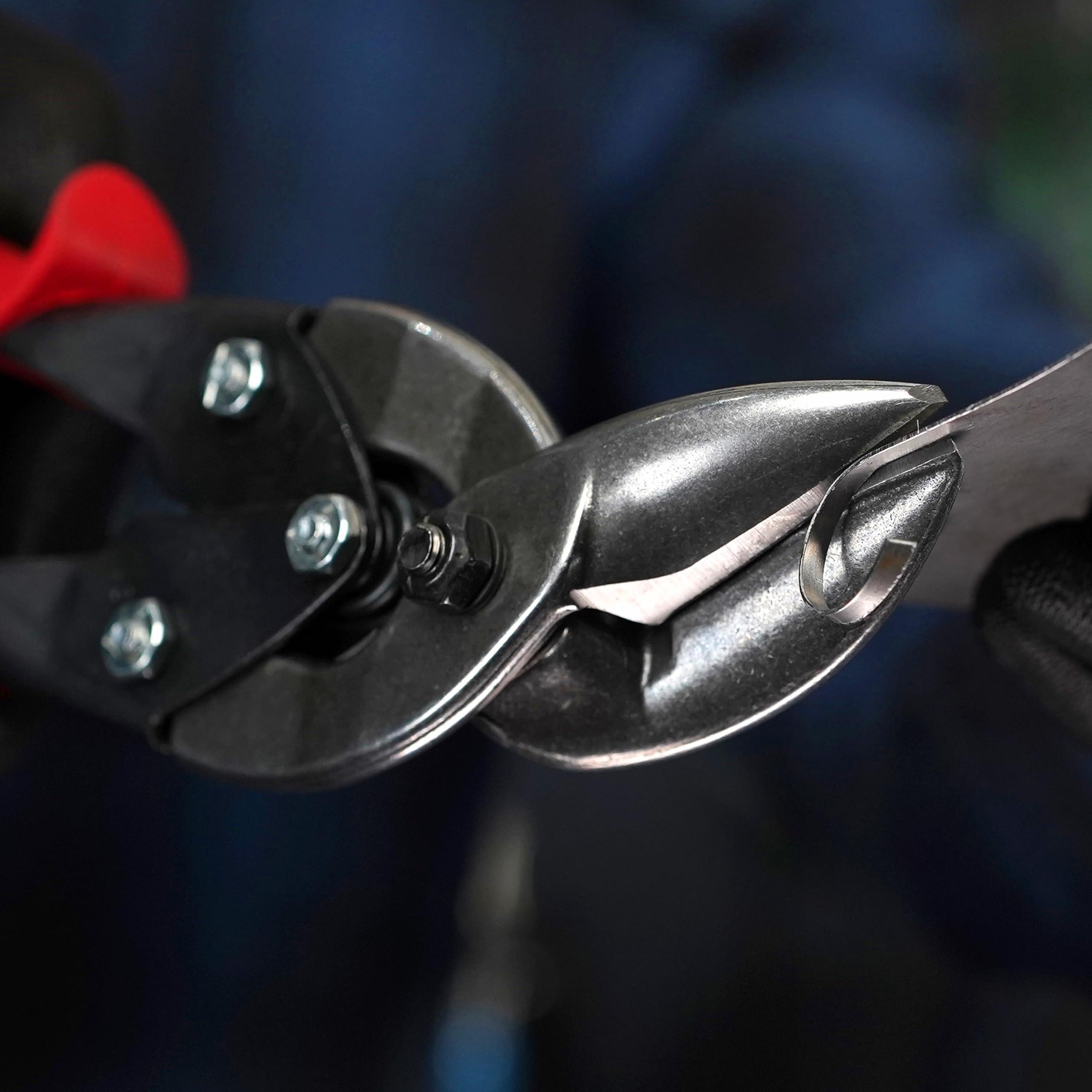 Midwest Snips MIDWEST Special Hardness Aviation Snip - Left Cut Offset Stainless Steel Cutting Shears with Forged Blade & KUSH\'N-POWER Comfort Grips - MWT-SS6510L