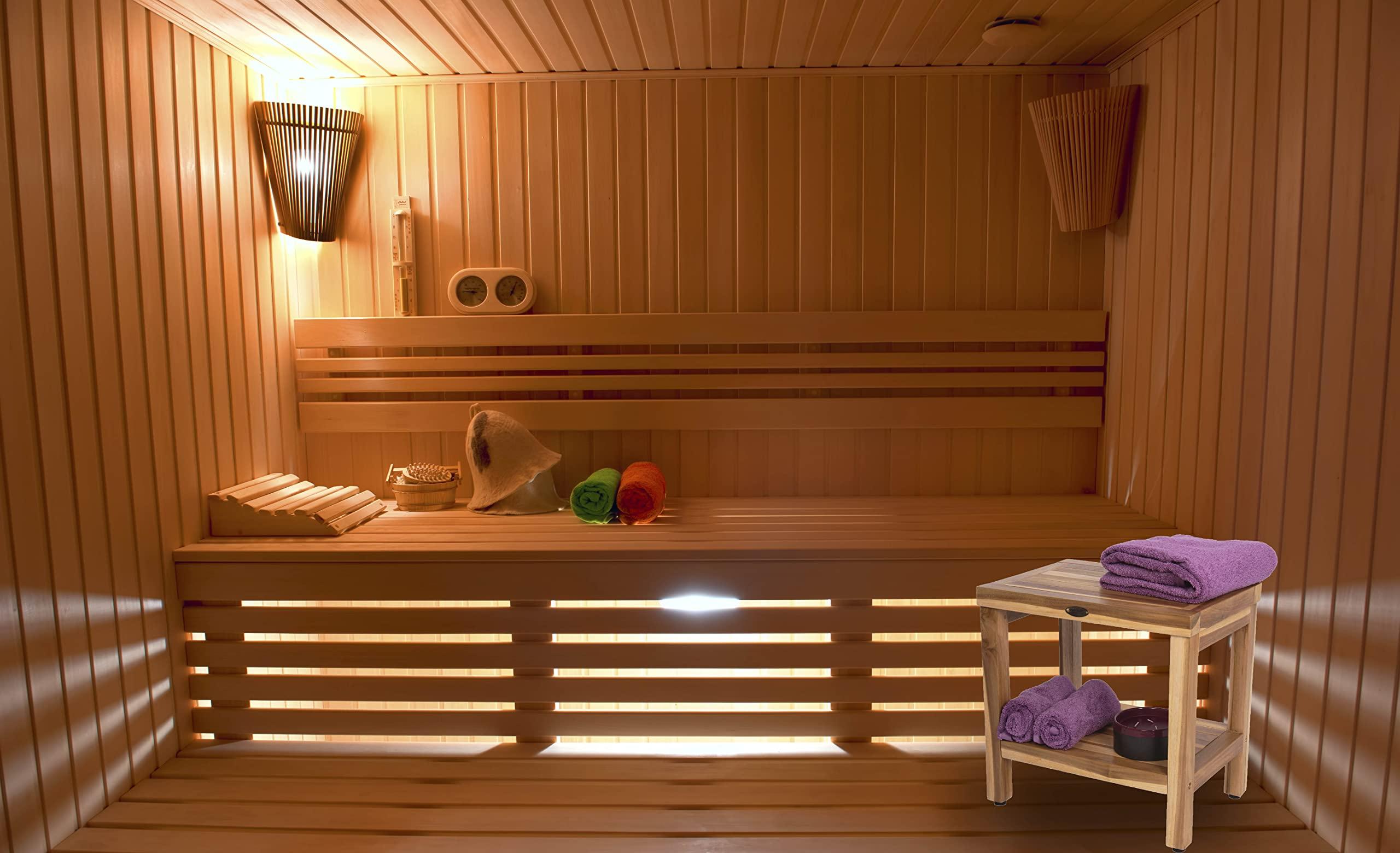 EcoDecors EcoDecors 18 inch, Teak Shower Bench, Teak Shower Seat, Teak Bench for Shower, Teak Stool, Teak Shower Chair, Teak Shower Bench for Inside Shower, Teakwood Shower Bench