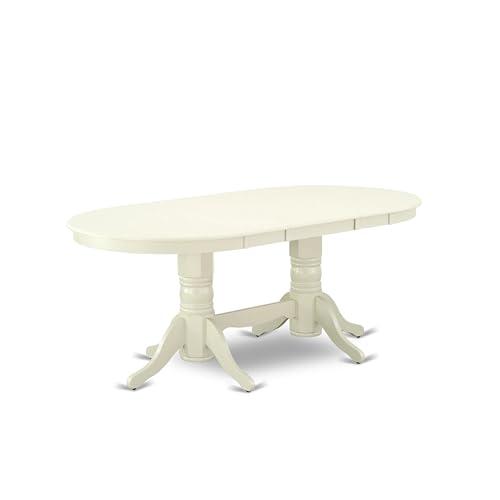 East West Furniture East West Furniture VABO5-LWH-W 5 Piece Kitchen Table Set for 4 Includes an Oval Dining Room Table with Butterfly Leaf and 4 Solid Wood Seat Chairs, 40x76 Inch, Linen White