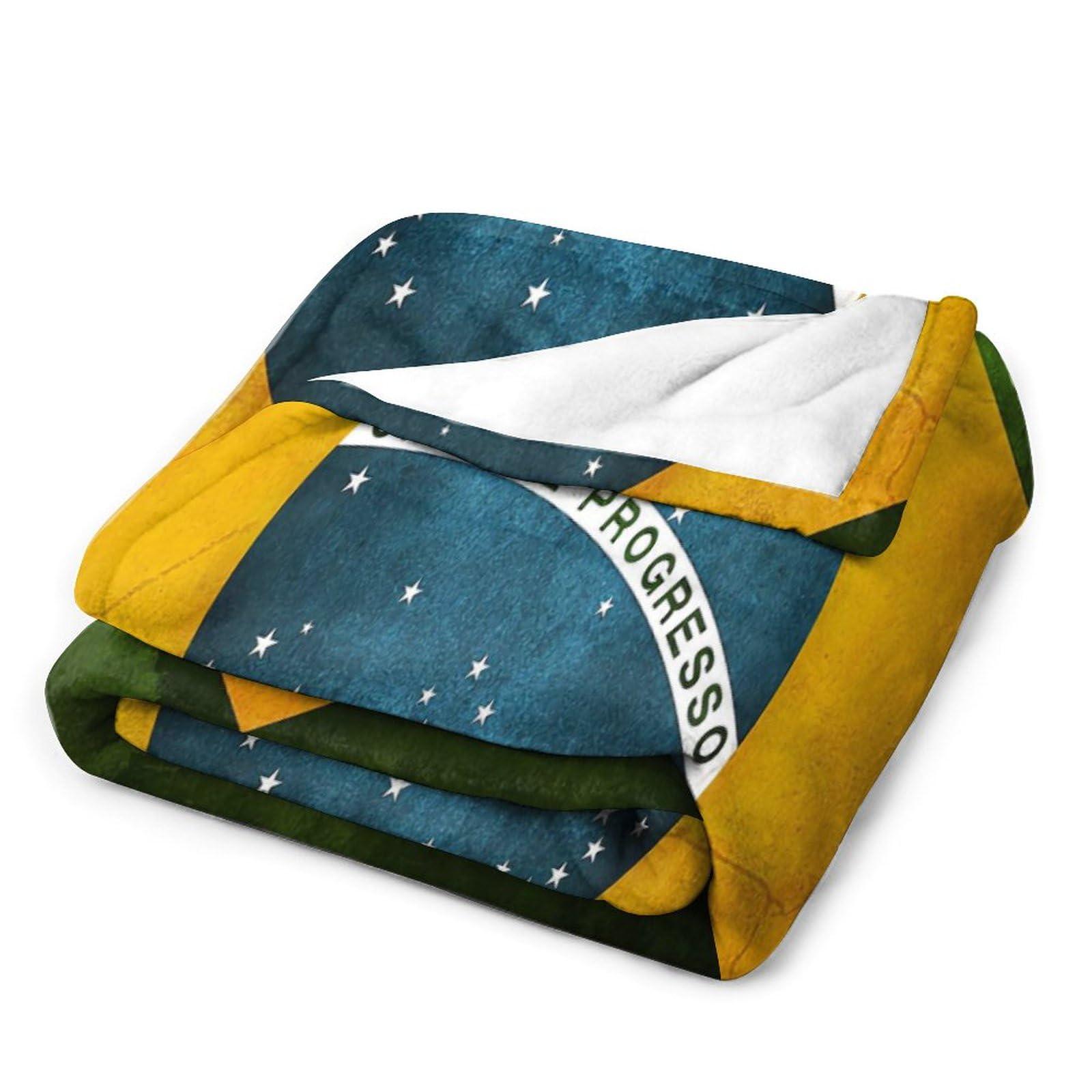 Fattyeery Weighted Blanket B-razil Flag Throw Blankets Cozy Soft King Size Nap All Season 70\"x80\"