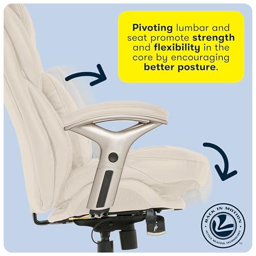 Serta Serta Ergonomic Executive Office Chair Motion Technology Adjustable Mid Back Design with Lumbar Support, Ivory Bonded Leather
