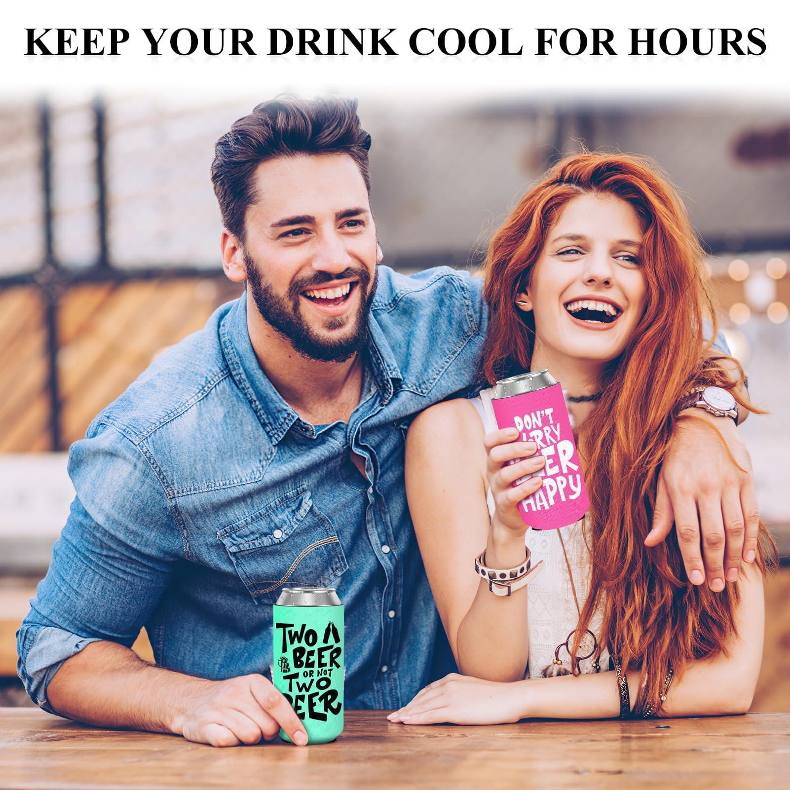 Bohaluo Custom Slim Can Cooler Sleeve Neoprene Can Cooler Bulk Personalized Blushpink Collapsible Insulated Drink Holder for Anniversary Wedding Birthday Gifts Party Favors(100 Pack)