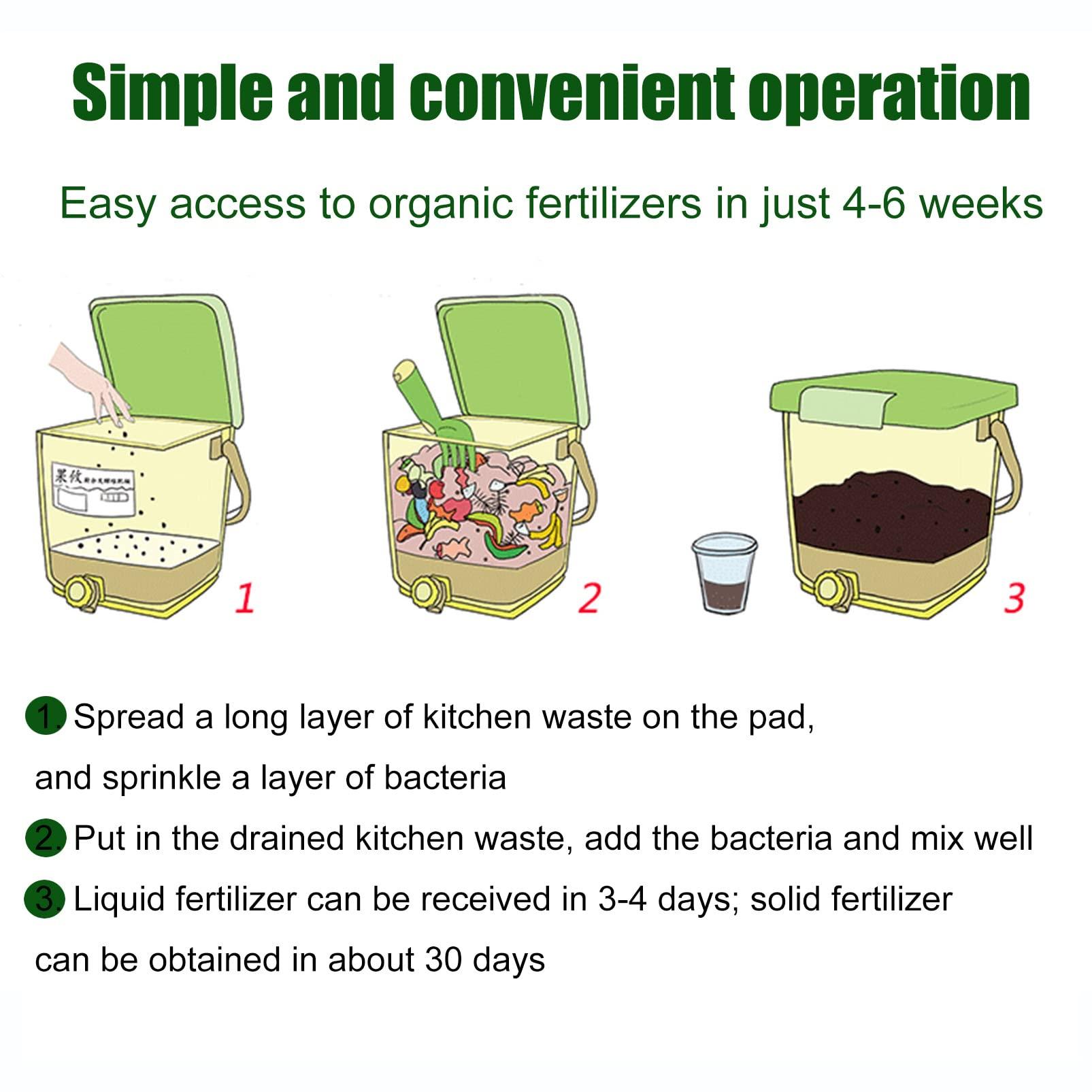 Doorhighpeak Indoor Small Composter Starter Kit Kitchen Compost Bin, Countertop Compost Pail with Sealed Lid and Accessories, Food Recycler Collect Bucket, Cupboard Bin Waste Container Create Rich Organic Compos