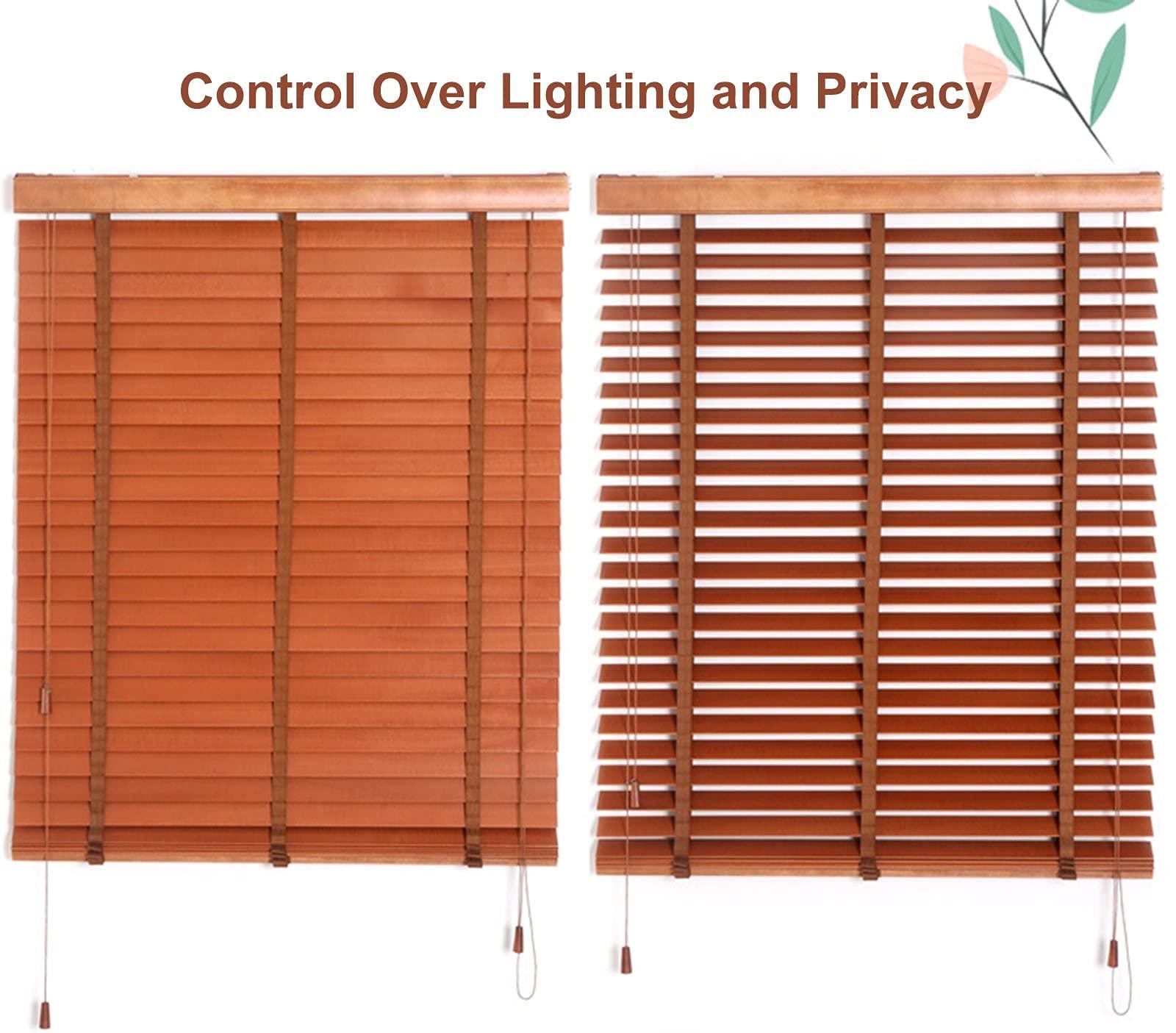 JLXJ JLXJ Roll Up Blinds for Windows Patio, 50cm Wood Slats, Blackout Privacy Venetian Blinds, 80cm/ 100cm/ 120cm/140cm Wide, (Size : 80100cm(31.539.3in))