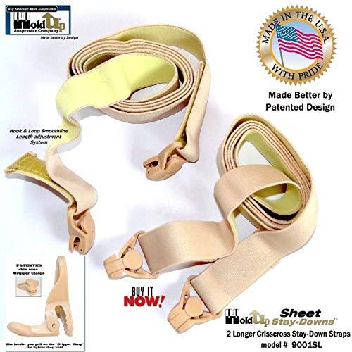 Hold-Up Suspender Co. Hold-Up Brand Crisscross Fitted Sheet Strap Stay-Downs with US Patented Gripper Clasps