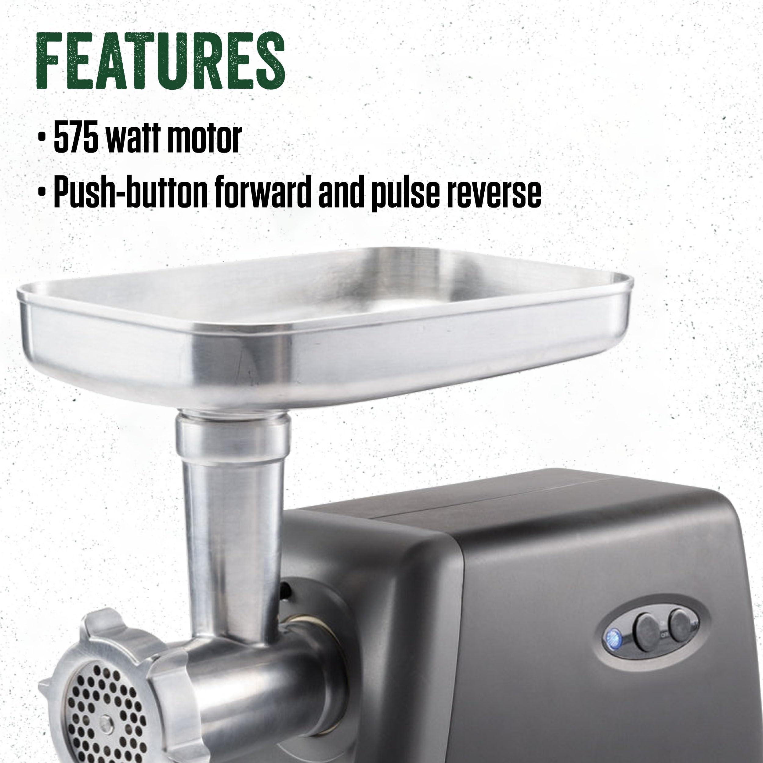 LEM LEM Products #8 Countertop Meat Grinder, 575 Watt Aluminum Electric Meat Grinder Machine, Ideal for Occasional Use,Silver