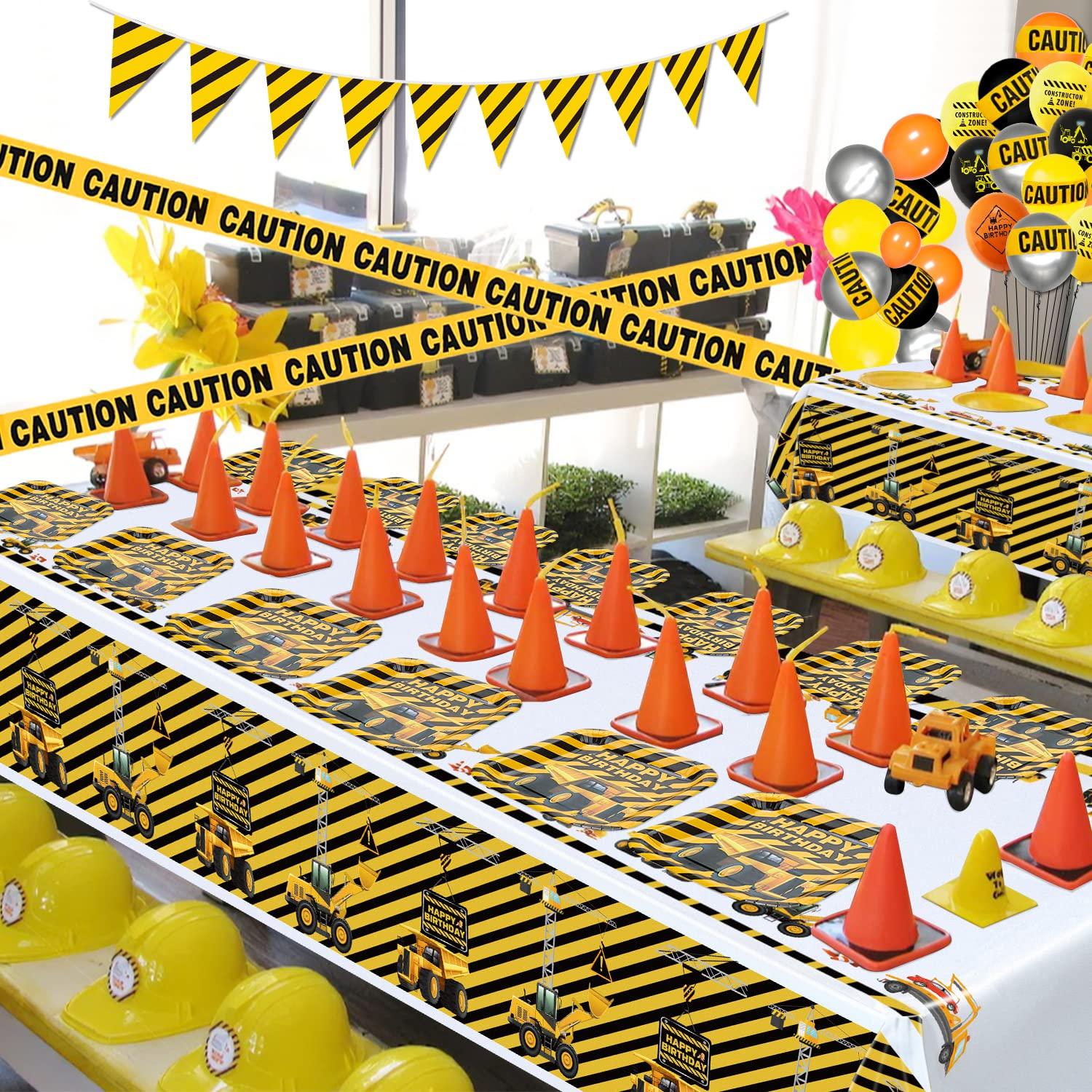 INSPIREYEE INSPIREYEE 160 Pack Construction Birthday Party Supplies Dump Truck Construction Birthday Decorations Construction Party Tableware Set - Plate, Napkins Serves 40