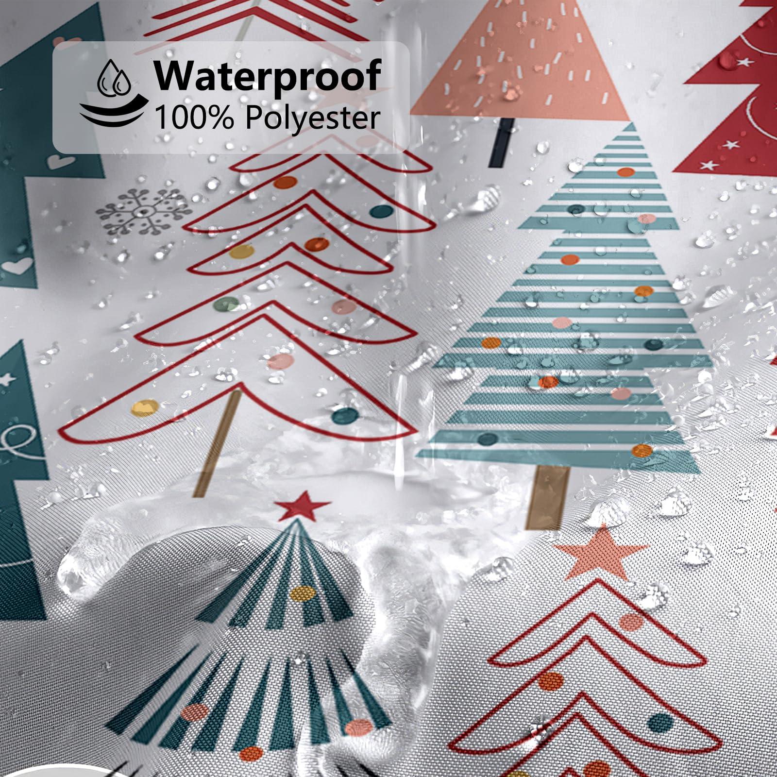 MEHOFOND MEHOFOND Christmas Shower Curtains for Bathroom Christmas Tree Shower Curtain Winter Xmas Tree Snowflake Pattern Bathroom Decor Washable Durable Fabric Shower Curtains 72x72 inch