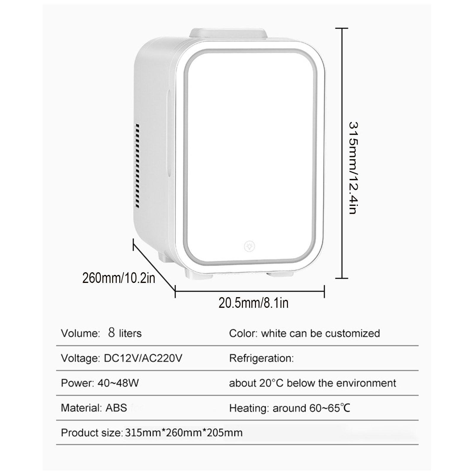 JXUFGYES JXUFGYES Mini Fridge with LED Mirror (8 Liter/8 Can) Portable 12V Skincare Fridge Cooler and Warmer for Christmas\'s Day Gift, Skincare, Beverage, Food, Home, Office and Car