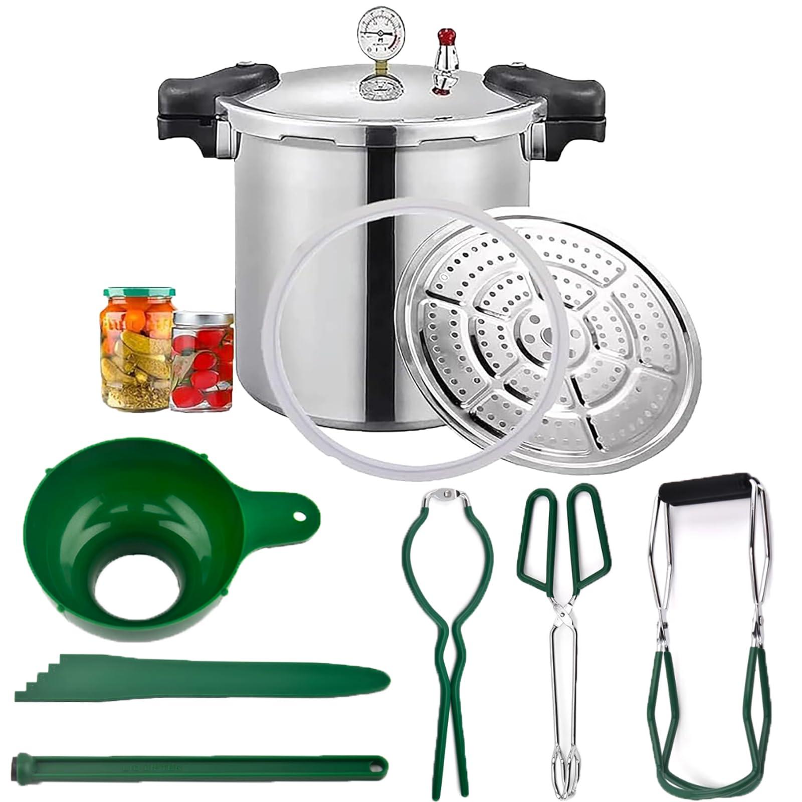 TSTQH 25 Quart Pressure Canner Cooker & all american pressure canners for canning & water bath canner | Pressure Gauge & Pressure Regulator | Induction Compatible & Pressure release 13 PSI (+/- 5%)