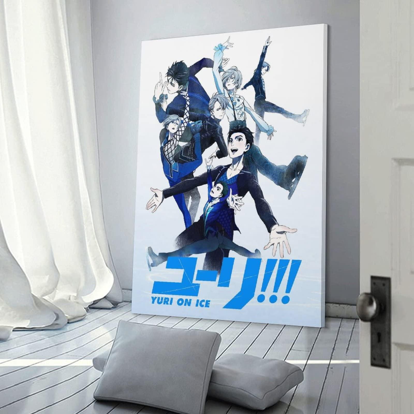 HOUNCPL Anime Posters Yuri On Ice Canvas Prints Yuri On Ice - Group Poster Wall Art Paintings Canvas Wall Decor Home Decor Living Room Decor Aesthetic 24x36inch(60x90cm) Frame